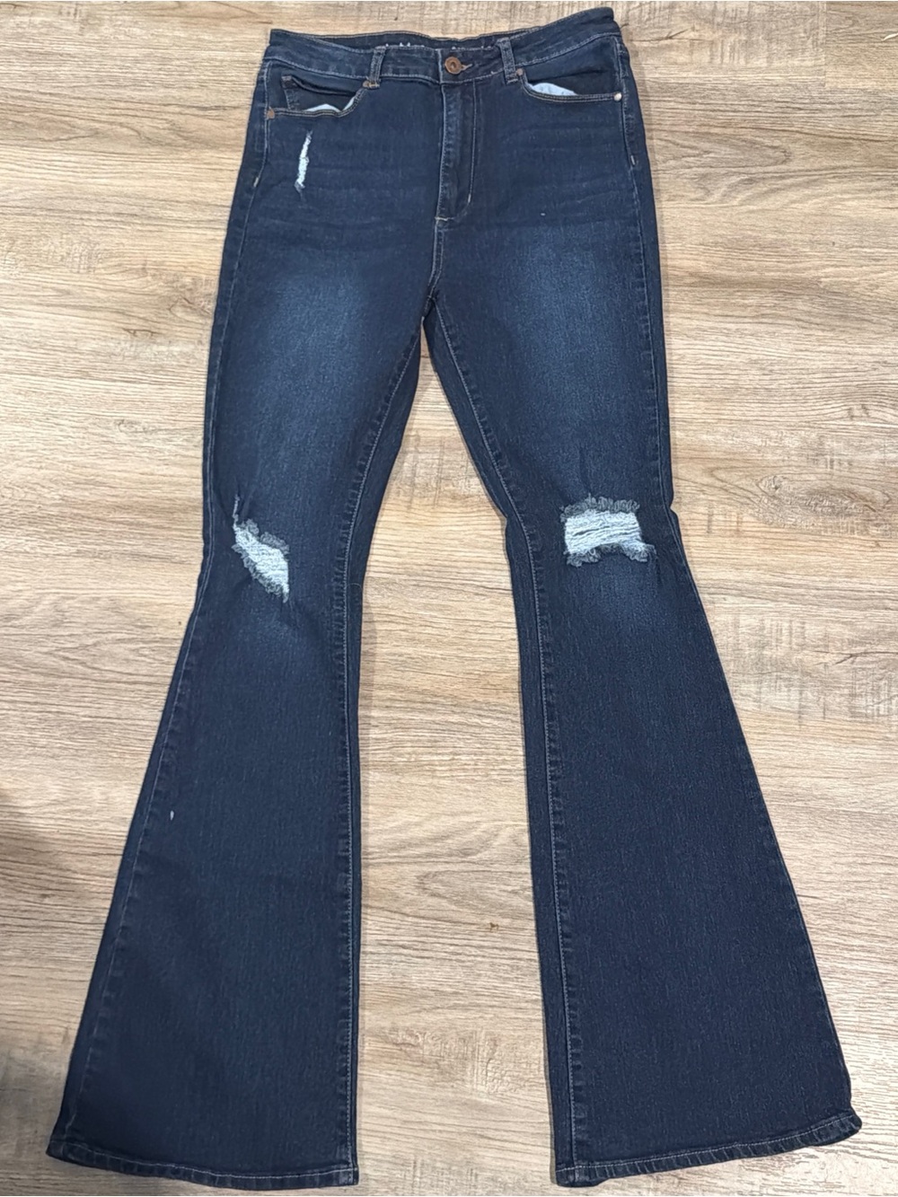 Articles Of Society Indigo Distressed Flare Jeans